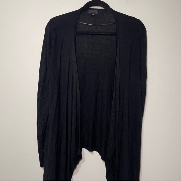 Hudson’s Bay Black Draped Open Cardigan Sweater Women’s minimalist layering in L - Picture 2 of 8